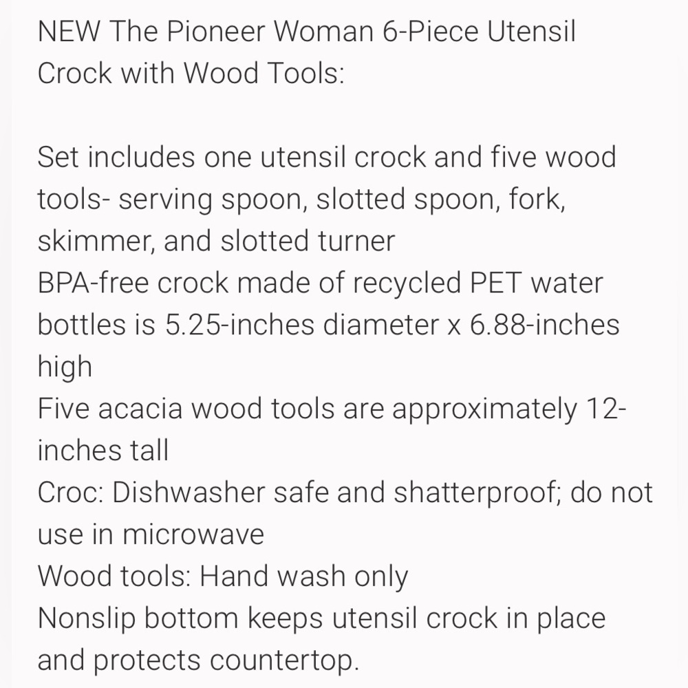 🩷 New Pioneer Woman Sweet Rose Melamine Crock and Wooden Utensils - Picture 5 of 10